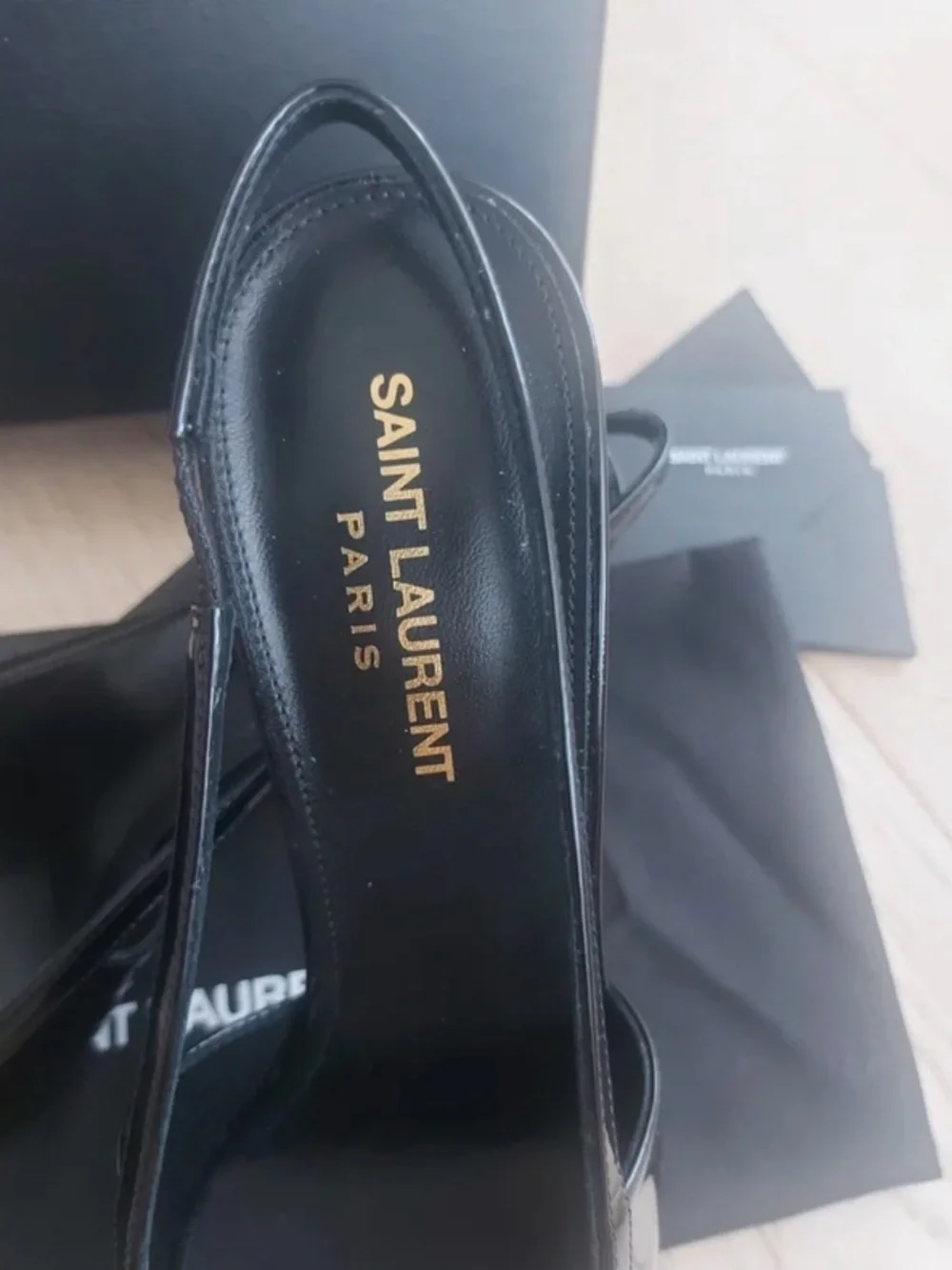 SAINT LAURENT
Blade 60 Patent Leather Slingback Pumps size 391/2 - Picture 5 of 12